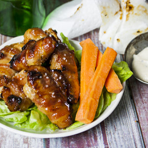 Bacon Wrapped Chicken Bites With Maple Mustard Glaze